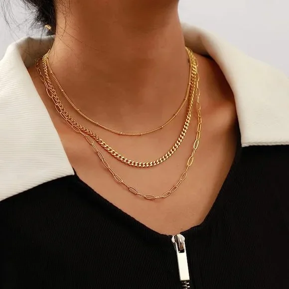 Women, Dainty Gold Necklace 14K Gold Plated Herringbone Necklace for Women Pearl
